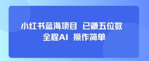 小红书蓝海项目,全程AI,操作简单,已挣五位数-淘金日记