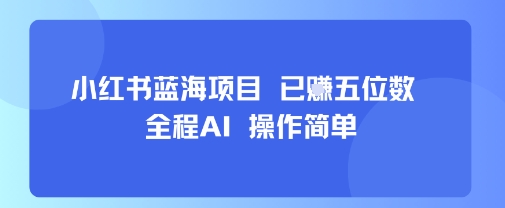 小红书蓝海项目，全程AI，操作简单，已挣五位数-淘金日记