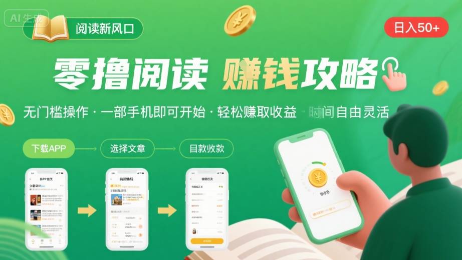零撸阅读新风口,无门槛轻松挣,一部手机,日入 50-3张【揭秘】-淘金日记