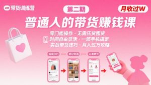 小红书带货第二期训练营,普通人月收过W的带货课,时间自由,零门槛无压货,一部手机即可操作-淘金日记