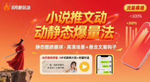 8月小说推文全新玩法,动静态图片+搭配小说文案爆量玩法-淘金日记