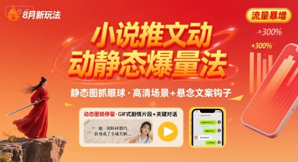 8月小说推文全新玩法，动静态图片+搭配小说文案爆量玩法-淘金日记