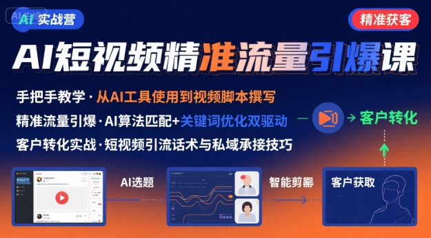 AI+短视频引爆精准客户实战营，手把手教你引爆Ai短视频精准流量-淘金日记