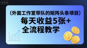 外面工作室带队的矩阵头条挂G项目，每天收益5张+，全流程教学【附全套工具】-淘金日记