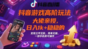 抖音游戏大佬高阶玩法，日入 1k + 稳稳的，变现立竿见影，简单无脑，一部手机即可操作【揭秘】-淘金日记