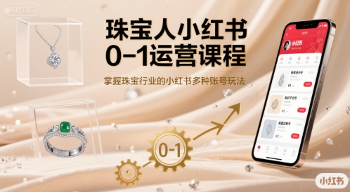 珠宝人小红书0-1运营课程,掌握珠宝行业的小红书多种账号玩法-淘金日记