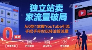 独立站卖家流量破局:从0到1掌握YouTube引流,手把手带你玩转油管流量-淘金日记