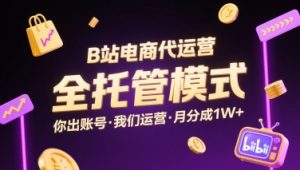B站电商代运营，全托管模式，你出账号，我们来运营，每月分成1W+【揭秘】-淘金日记