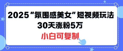 不露脸也能火！2025“氛围感美女”短视频玩法，30天涨粉5W小白可复制-淘金日记