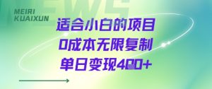 适合小白的项目0成本无限复制单日变现4张+-淘金日记