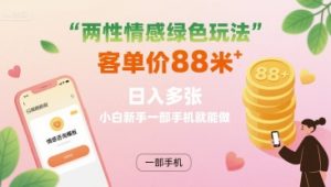 两性情感绿色玩法，客单价88米 日入多张，小白新手一部手机就能做-淘金日记