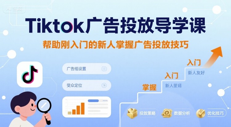 Tiktok广告投放导学课，帮助刚入门的新人掌握广告投放技巧-淘金日记
