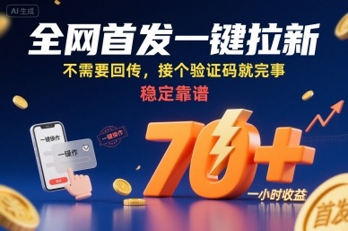 全网首发一键拉新项目,不需要回传,接个验证码就完事,稳定靠谱,一小时收益70+【揭秘】-淘金日记