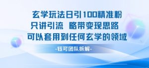 玄学玩法日引100精准粉只讲引流略带变现思路可以套用到任何玄学的领域-淘金日记