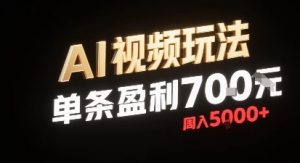 新型AI视频玩法每条视频盈利7张,一周搞了5k,小白可以玩无需剪辑添加音频即可-淘金日记