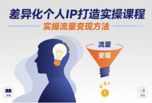 差异化个人IP打造实操课程,实操流量变现方法-淘金日记