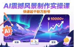 AI震撼风景制作实操课，快速起千粉万粉号-淘金日记