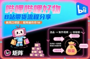 哔哩哔哩好物,B站带货流程分享,新风口项目,矩阵操作月1W-淘金日记