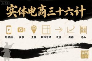 实体电商三十六计，短视频-获客-直播-矩阵营销-流量-数据-选品-淘金日记