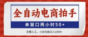 全自动电商拍手,单窗口两小时50+,无需人工,小白也能轻松日入1k+【揭秘】-淘金日记