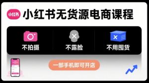 小红书无货源电商课程,不拍摄不露脸不用囤货,一部手机即可开店-淘金日记