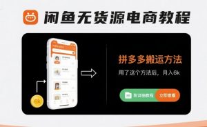 闲鱼无货源电商教程,拼多多搬运方法,用了这个方法后,月入6k(附详细教程)-淘金日记