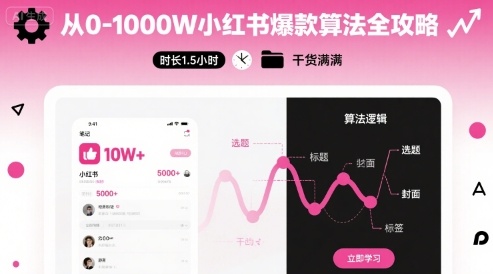 从0-1000W小红书爆款算法全攻略，时长1.5小时，干货满满-淘金日记