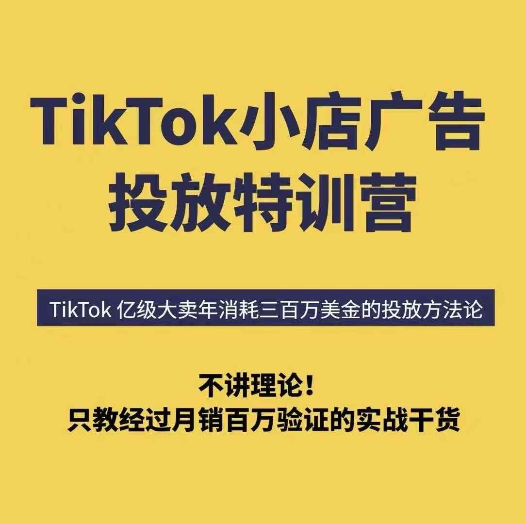 TikTok小店广告投放特训营，6天破局计划专治各种“投不动”，教你经过月销百万验证的实战干货-淘金日记