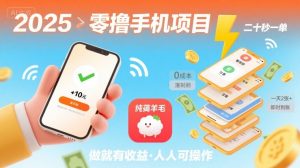 2025年零撸手机项目,二十秒一单,纯薅羊毛 一天2张+做就有【揭秘】-淘金日记