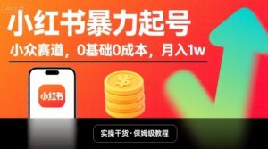 小红书暴力起号,小众赛道,0基础0成本,月入1w-淘金日记