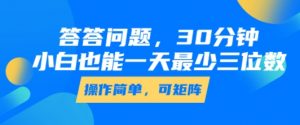 答答问题,30分钟,小白也能一天最少也有三位数,操作简单-淘金日记
