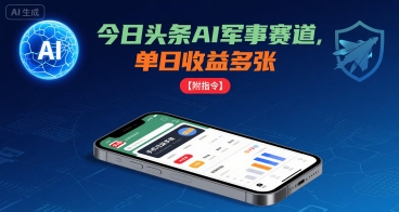 今日头条AI军事赛道,单日收益多张 ,手机可做【附指令】-淘金日记