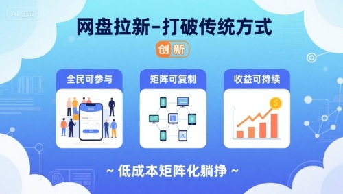 网盘拉新-打破传统方式,低成本矩阵化躺挣,全民可参与、矩阵可复制、收益可持续【揭秘】-淘金日记
