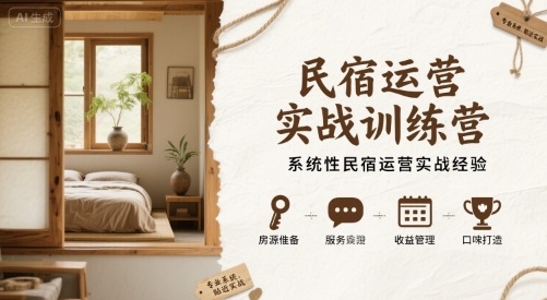 民宿运营实战训练营，系统性民宿运营实战经验-淘金日记