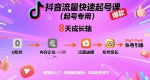 抖音流量快速起号课（起号专用），8天带你做爆自己的账号-淘金日记