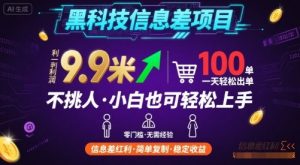 黑科技信息差项目，一单利润9.9米，一天简简单单出100单，不挑人，小白也可轻松上手【揭秘】-淘金日记