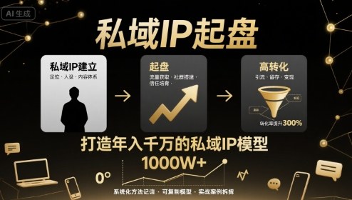 私域IP起盘，私域ip建立、起盘、高转化，打造年入千万的私域ip模型-淘金日记