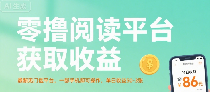 零撸阅读平台获取收益,最新无门槛平台,一部手机即可操作,单日收益50-3张【揭秘】-淘金日记