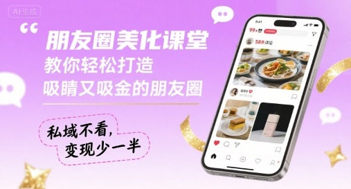 朋友圈美化课堂，教你轻松打造，吸睛又吸金的朋友圈，私域不看，变现少一半-淘金日记
