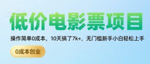 低价电影票项目，操作简单0成本，10天搞了7k+，无门槛新手小白轻松上手【揭秘】-淘金日记