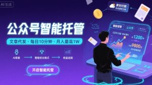【公众号托管 】我提供文章，你复制发布，每天10分钟，最高躺入1W【揭秘】-淘金日记