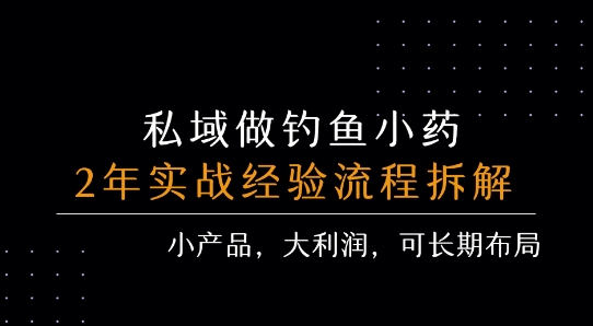私域做钓鱼小药 每单利润3张+ 详细流程拆解-淘金日记