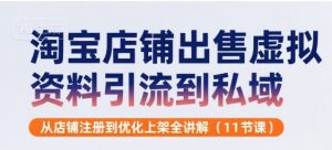 淘宝店铺出售虚拟资料引流到私域,从店铺注册到优化上架全讲解(11节课)-淘金日记