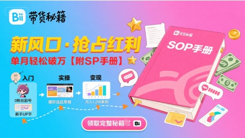 B站哔哩哔哩带货秘籍,新风口,抢占红利,单月轻松破万【附SOP手册】-淘金日记