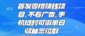 首发零撸挣钱项目 不看广告 手机随时可做 单日收益三位数【揭秘】-淘金日记