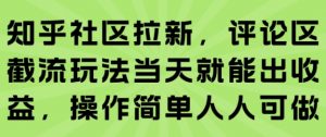 知乎社区拉新,评论区截流玩法当天就能出收益,操作简单人人可做-淘金日记