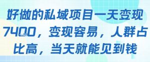 好做的私域项目一天变现1k+,变现容易,人群占比高,当天就能见到钱-淘金日记