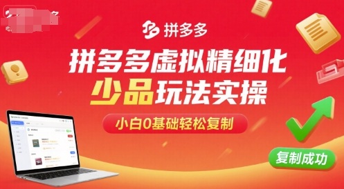 拼多多虚拟精细化少品玩法实操，小白0基础轻松复制-淘金日记