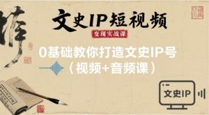 文史IP短视频变现实战课，0基础教你打造文史IP号(视频+音频课)-淘金日记