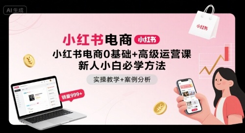 小红书电商0基础+高级运营课,新人小白必学方法,实操教学+案例分析-淘金日记